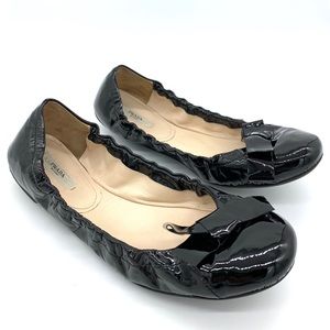 Prada Black Patent Leather Ballerina Flats